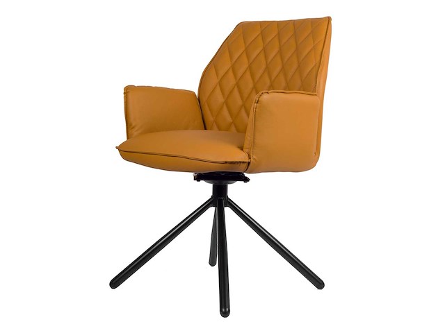 Design eetkamerstoel oranje pu leer (6x) - afbeelding 1 van  4