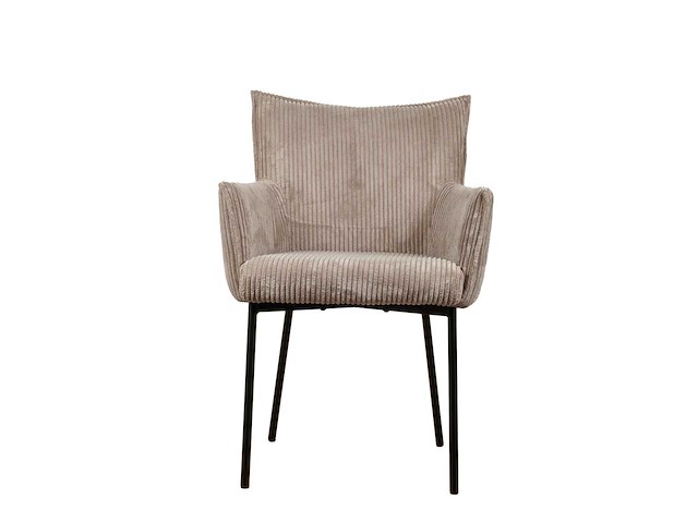 Design eetkamerstoel taupe geribt (6x) - afbeelding 2 van  6