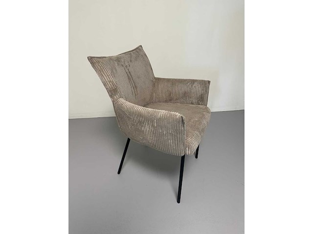 Design eetkamerstoel taupe geribt (6x) - afbeelding 4 van  6