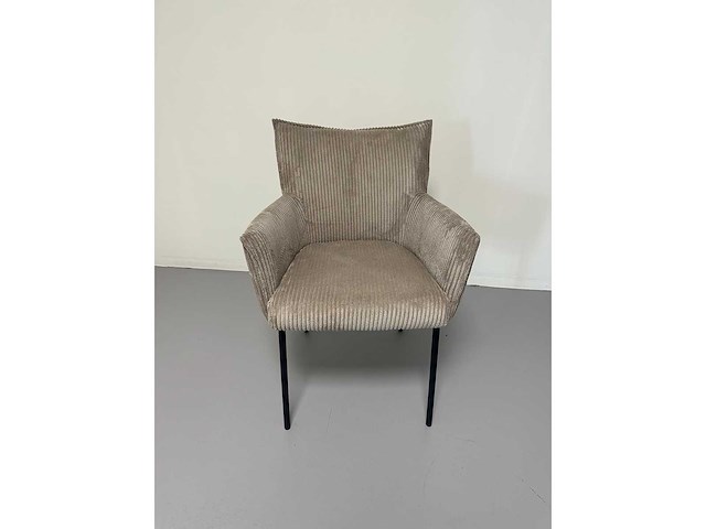 Design eetkamerstoel taupe geribt (6x) - afbeelding 3 van  3