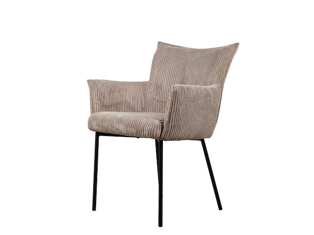 Design eetkamerstoel taupe geribt (6x) - afbeelding 3 van  6
