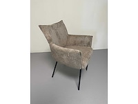 Design eetkamerstoel taupe geribt (6x) - afbeelding 2 van  6