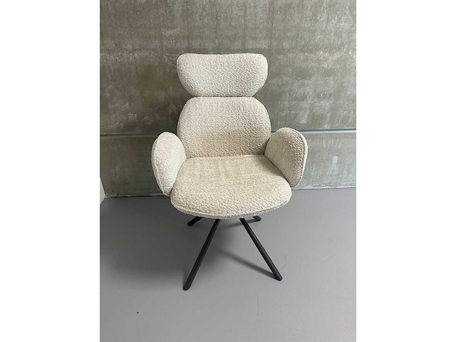 Design eetkamerstoelen beige chenille (6x) - afbeelding 3 van  4