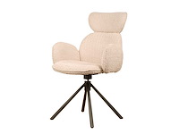 Design eetkamerstoelen beige chenille (6x) - afbeelding 1 van  6