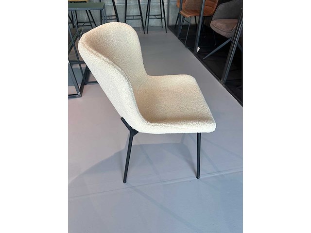 Design eetkamerstoelen creme teddy stof (6x) - afbeelding 5 van  5