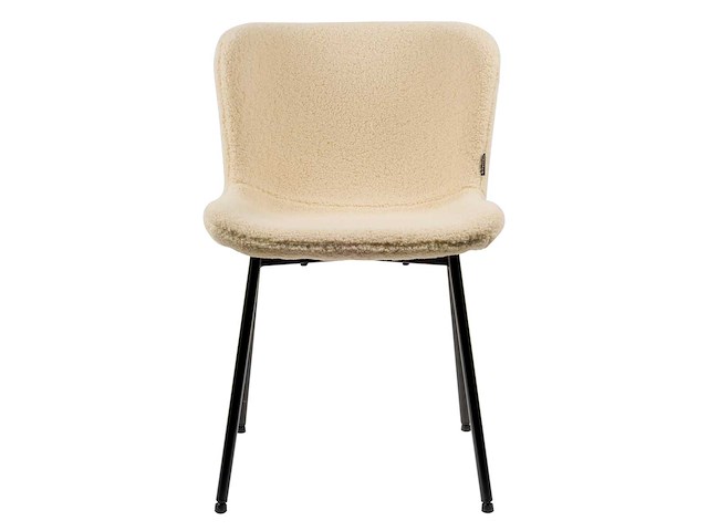 Design eetkamerstoelen creme teddy stof (6x) - afbeelding 2 van  5