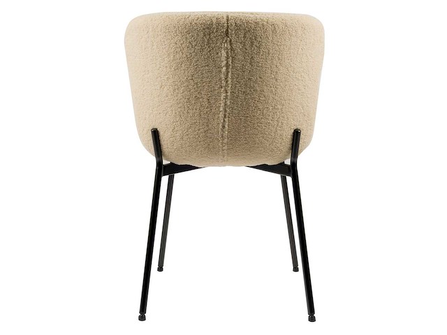 Design eetkamerstoelen creme teddy stof (6x) - afbeelding 3 van  5