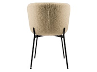 Design eetkamerstoelen creme teddy stof (6x) - afbeelding 4 van  5
