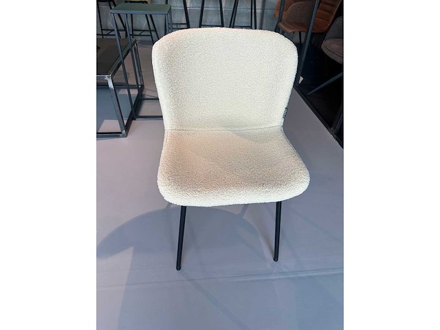 Design eetkamerstoelen creme teddy stof (6x) - afbeelding 5 van  5
