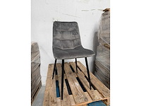 Design eetkamerstoelen grijs velvet (4x) - afbeelding 1 van  4