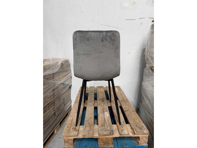 Design eetkamerstoelen grijs velvet (4x) - afbeelding 3 van  4