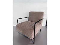 Design fauteuil praline geribde stof (1x)