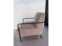 Design fauteuil praline geribde stof (1x) - afbeelding 4 van  5