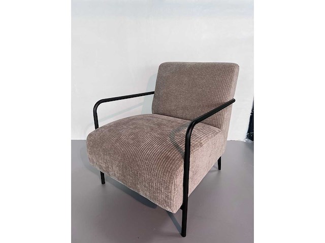 Design fauteuil praline geribde stof (1x) - afbeelding 1 van  3