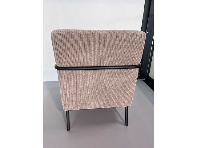 Design fauteuil praline geribde stof (1x) - afbeelding 2 van  3