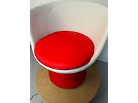 Design fauteuil rood pu leer (1x) - afbeelding 4 van  4