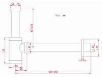 Design sifon - mat zwart - inclusief muurbuis en rozet - afbeelding 2 van  3