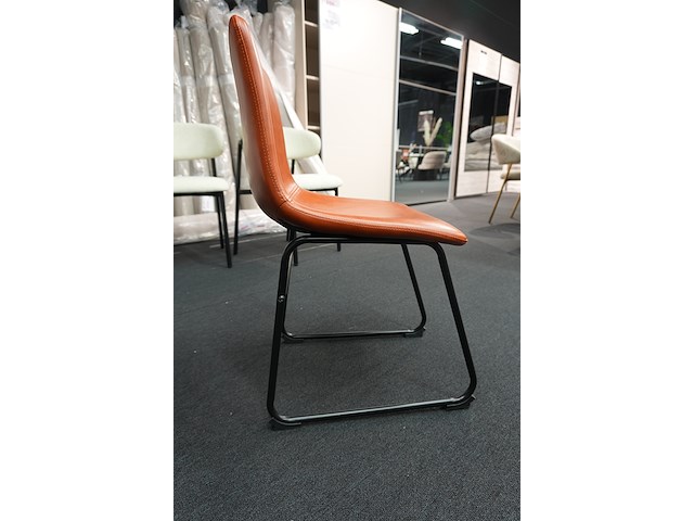 Design stoel cognac imitatieleder – set van 4 - afbeelding 2 van  7