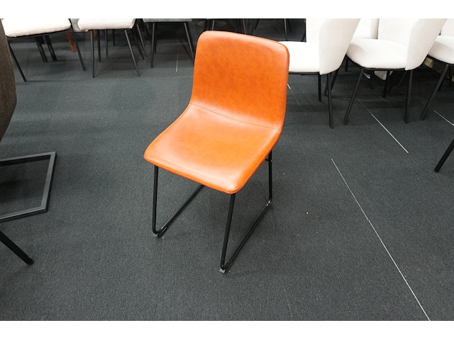 Design stoel cognac imitatieleder – set van 8 - afbeelding 1 van  7