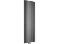 Designradiator ovaal dubbel 1800x354mm 12 tubes 1230 watt mat zwart - afbeelding 2 van  3