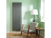 Designradiator ovaal dubbel 1800x354mm 12 tubes 1230 watt mat zwart - afbeelding 1 van  1