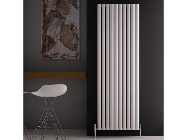 Designradiator ovaal dubbel 1800x354mm 12 tubes 1230 watt wit - afbeelding 1 van  4