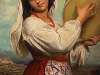 Desiré mergaert (act.1865-1890), 'la pascuccia', 1866, oil on canvas 90 x 62 cm. (35.42 x 24.41 in.), frame: 118 x 90 cm. (46.46 x 35.42 in.)