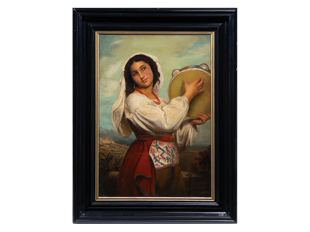 Desiré mergaert (act.1865-1890), 'la pascuccia', 1866, oil on canvas 90 x 62 cm. (35.42 x 24.41 in.), frame: 118 x 90 cm. (46.46 x 35.42 in.) - afbeelding 2 van  7