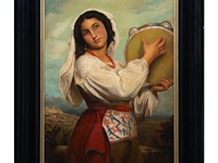 Desiré mergaert (act.1865-1890), 'la pascuccia', 1866, oil on canvas 90 x 62 cm. (35.42 x 24.41 in.), frame: 118 x 90 cm. (46.46 x 35.42 in.) - afbeelding 2 van  7