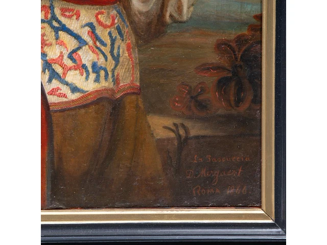 Desiré mergaert (act.1865-1890), 'la pascuccia', 1866, oil on canvas 90 x 62 cm. (35.42 x 24.41 in.), frame: 118 x 90 cm. (46.46 x 35.42 in.) - afbeelding 4 van  7