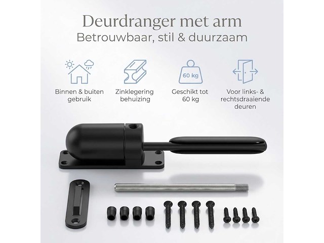 Deurdranger - hydraulisch en verstelbaar - deurdrangers voor binnen - tot 60 kg - geruisloos sluiten (5x) - afbeelding 3 van  6