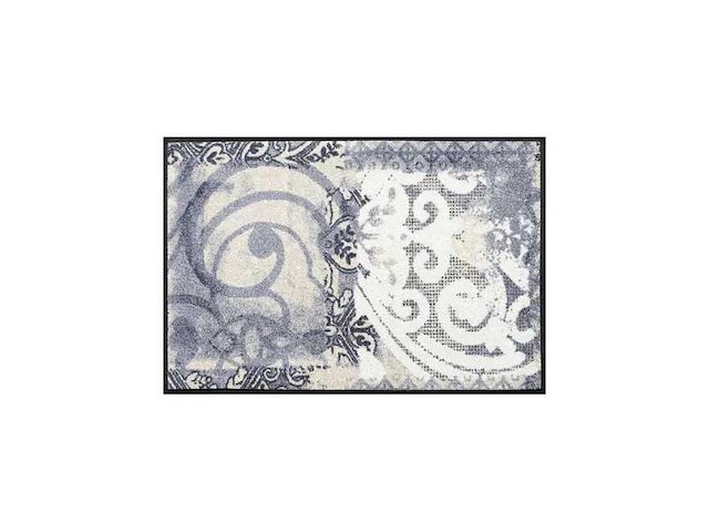 Deurmat 75x190 geweven retro-vintage patroon arabesque blauw en grijs - afbeelding 1 van  3