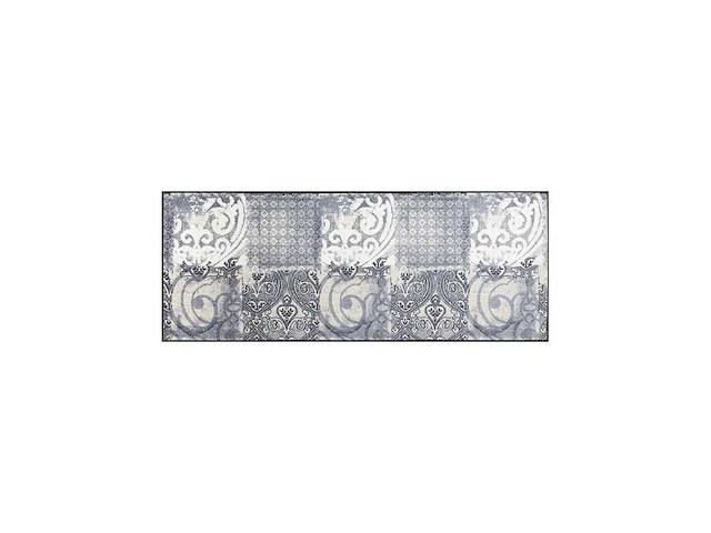 Deurmat 75x190 geweven retro-vintage patroon arabesque blauw en grijs - afbeelding 2 van  3