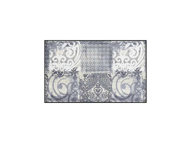 Deurmat 75x190 geweven retro-vintage patroon arabesque blauw en grijs - afbeelding 3 van  3