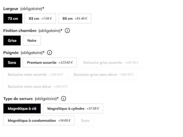 Deurset, 73 cm - basaltleer - afbeelding 2 van  4