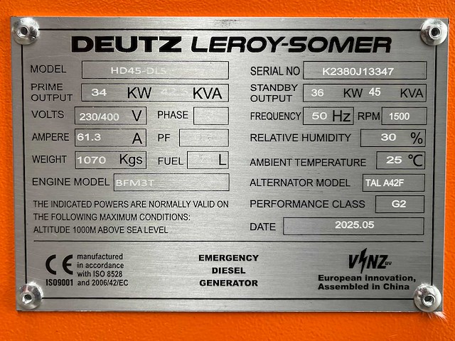 Deutz — leroy-somer 45 kva noodstroomaggregaat - afbeelding 37 van  42
