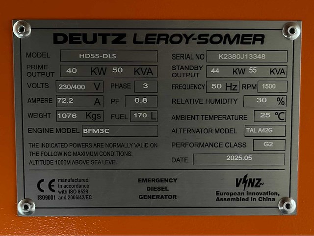 Deutz — leroy-somer 55 kva noodstroomaggregaat - afbeelding 33 van  39