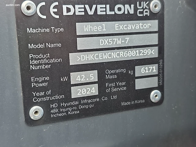 Develon dx57w-7 mobiele graafmachine 2024 - afbeelding 8 van  46