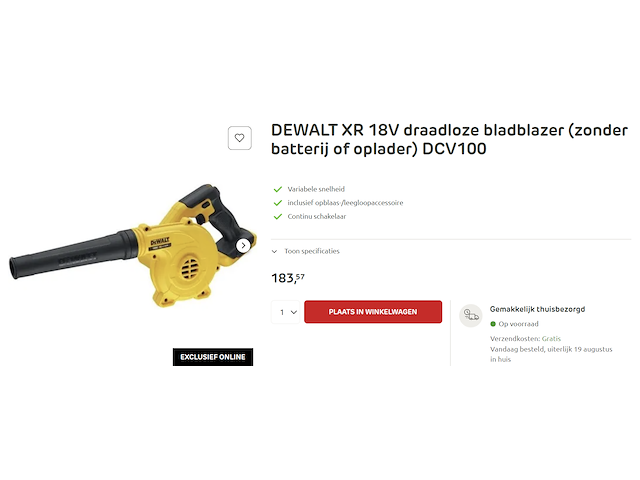 Dewalt accu bladblazer dcv100 xr 18v - afbeelding 8 van  8