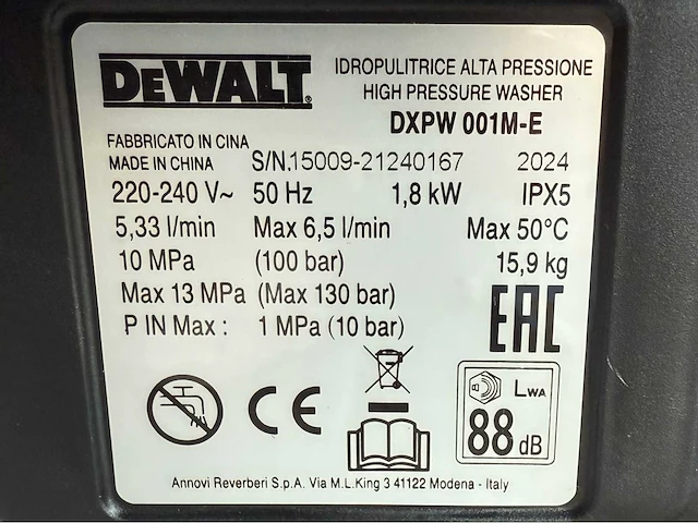 Dewalt dxpw001m hogedrukreiniger - afbeelding 13 van  21