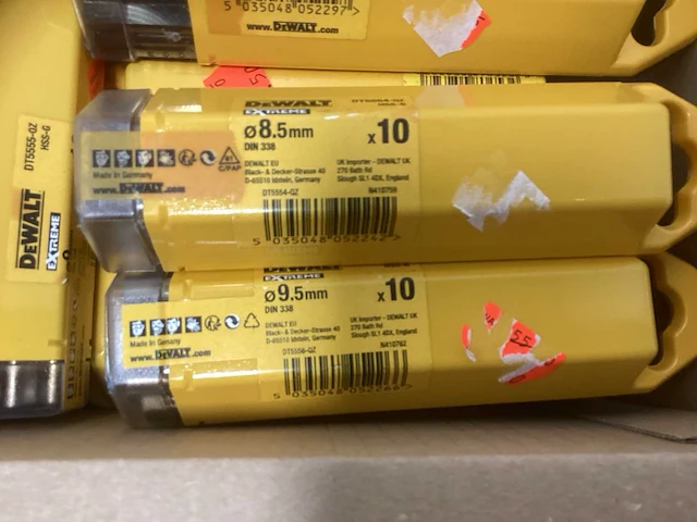 Dewalt extreme hss-g metaalboren partij - doos vol met 10-packs van diverse maten - afbeelding 2 van  5