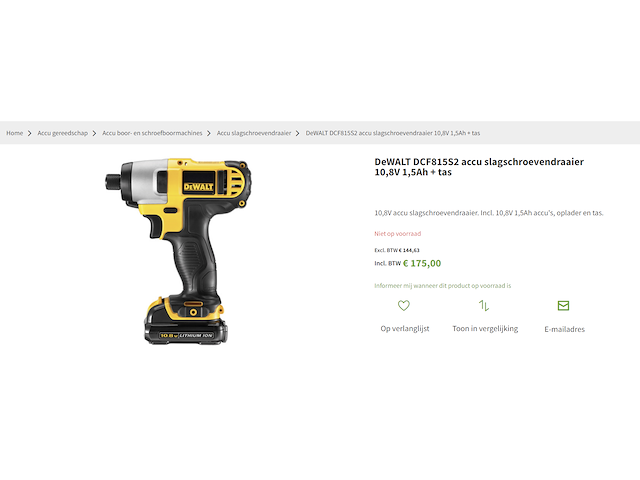 Dewalt slagschroevendraaier dcf815s2 10,8v - afbeelding 11 van  11