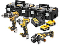 Dewalt xr 3-tool kit 18v 5ah li-ion borstelloze dck384p2t-qw - afbeelding 1 van  4