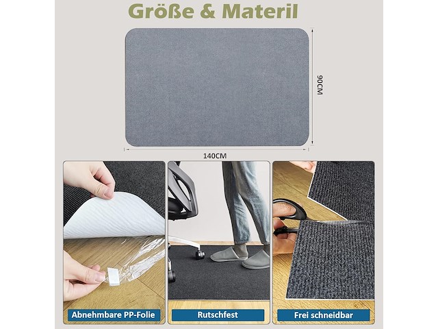 Dfionc bureaustoelmat, 90 x 140 cm grijs - afbeelding 2 van  2