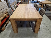 Diamond collection teak interieurtafel 220 x 100 x h78cm - dikke blokpoten 13cm - afbeelding 2 van  4