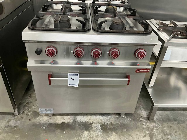 Diamond g9/4bf8 rvs gasgestookt fornuis - afbeelding 2 van  4