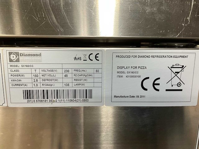 Diamond refrigeration equipment sx160/cc koelvitrine rvs - afbeelding 5 van  5