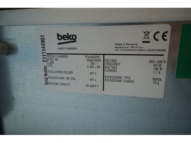 Diepvries beko - afbeelding 3 van  3