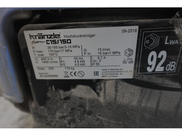 Diesel hogedrukreiniger kranzle - afbeelding 1 van  4
