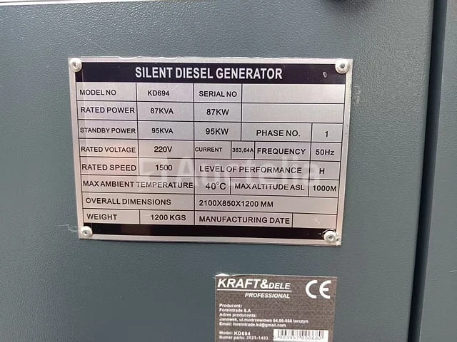 Dieselgenerator 87/95kw 220v kraft&dele - afbeelding 6 van  6